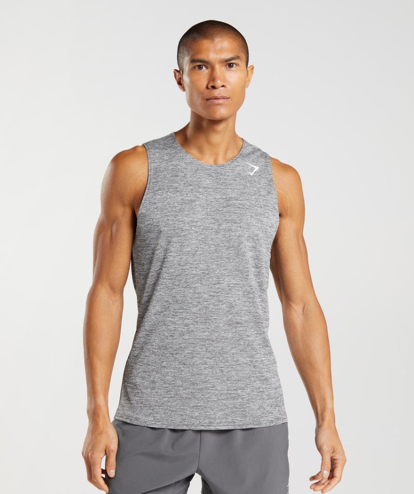 Men\'s Gymshark Arrival Slim Marl Tanks Grey | CA 06D31N